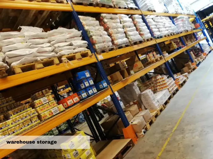 Stocked warehouse shelving