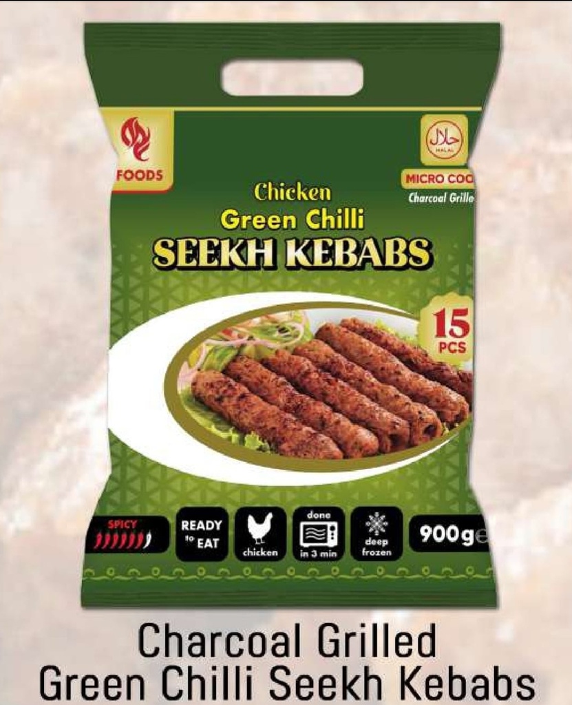 MF/Ideal Green Chilli Chicken Seekh Kababs 10x15pc.